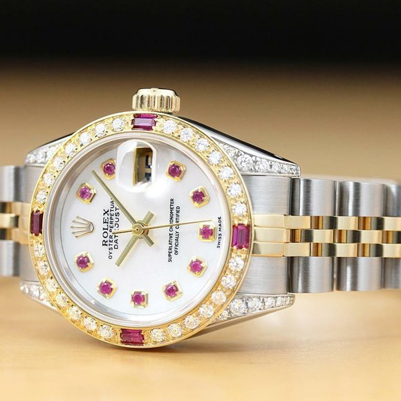 Sale! Rolex 18k Two-Tone Gold w/ Ruby + Diamond Bezel - Picture 4 of 7